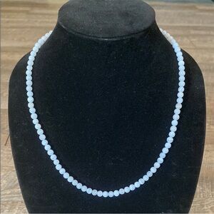 Handmade White Agate Beaded Necklace •22” Minimalist Stone Jewelry